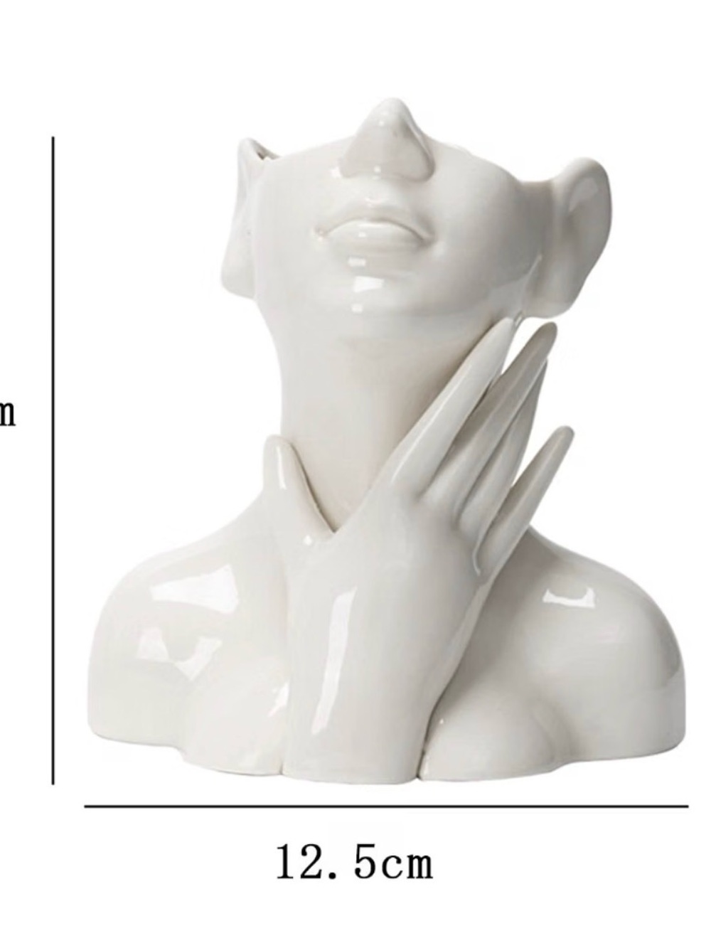 Contemporary White Ceramic Female Face Sculpture Vase - Picture 2 of 6
